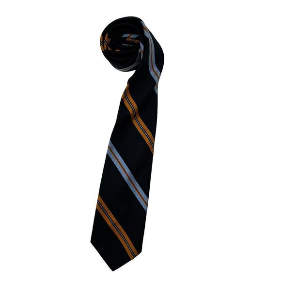 Vintage Younkers Striped Tie Navy Blue and Orange Union Made - Picture 1 of 3